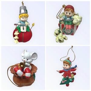 Vintage Set 4 Christmas Ornament Set by Lustre Fame 1992